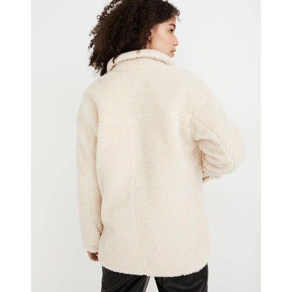 MADEWELL Women's Sherpa Walton Shirt-Jacket Size XXS In Bleached Linen - Picture 3 of 12
